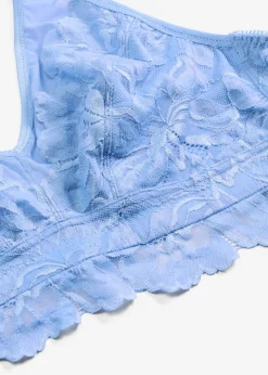 bonprix bonprix Sujetadores>Bralette con encaje de flores y malla azul provenzal