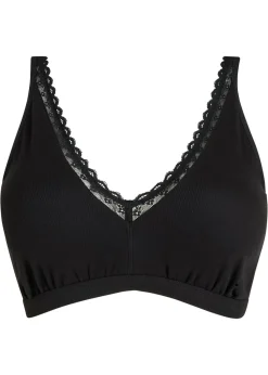 Mujer bonprix bonprix Bralette de canalé de algodón orgánico con encaje
