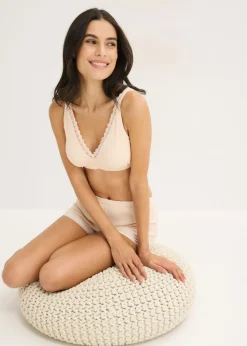 Mujer bonprix bonprix Bralette de canalé de algodón orgánico con encaje