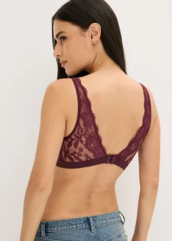 Mujer bonprix bonprix Bralette de canalé de algodón orgánico con encaje