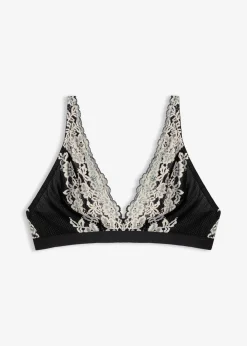 bonprix bonprix Lencería|Sujetadores De Copa E A H>Bralette de encaje bicolor Negro-blanco lana