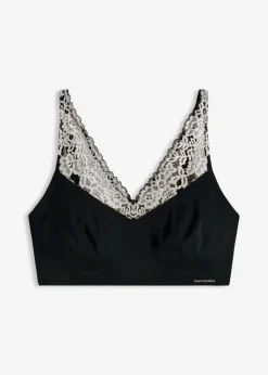 bonprix bonprix Sin Costuras|Sujetadores>Bralette Feel Comfort con corte láser Negro-blanco lana
