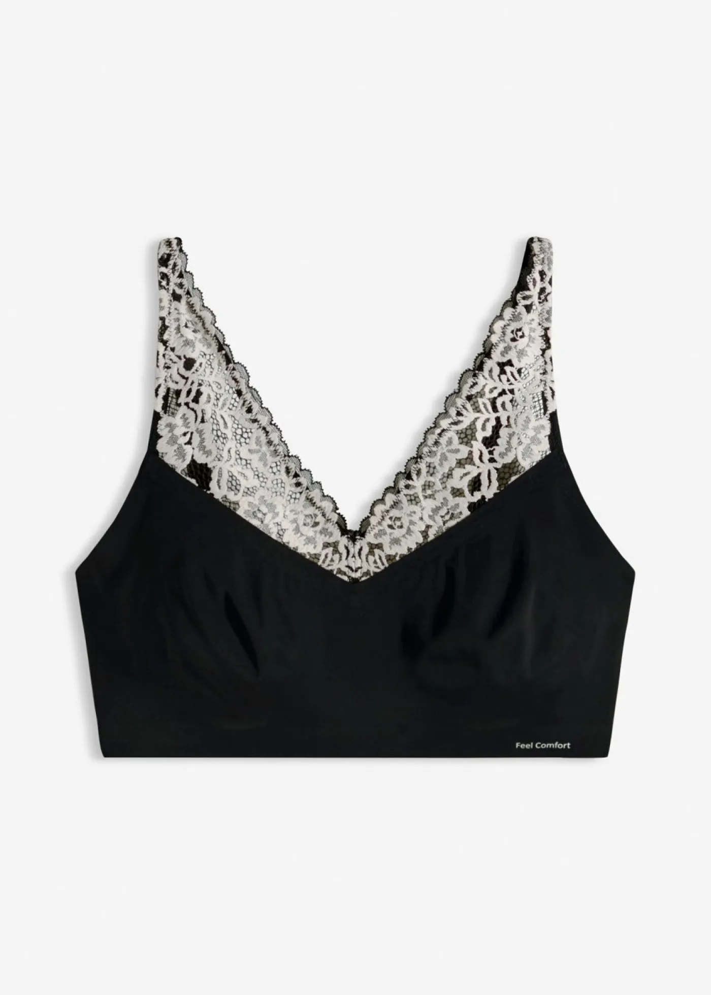 bonprix bonprix Sin Costuras|Sujetadores>Bralette Feel Comfort con corte láser Negro-blanco lana
