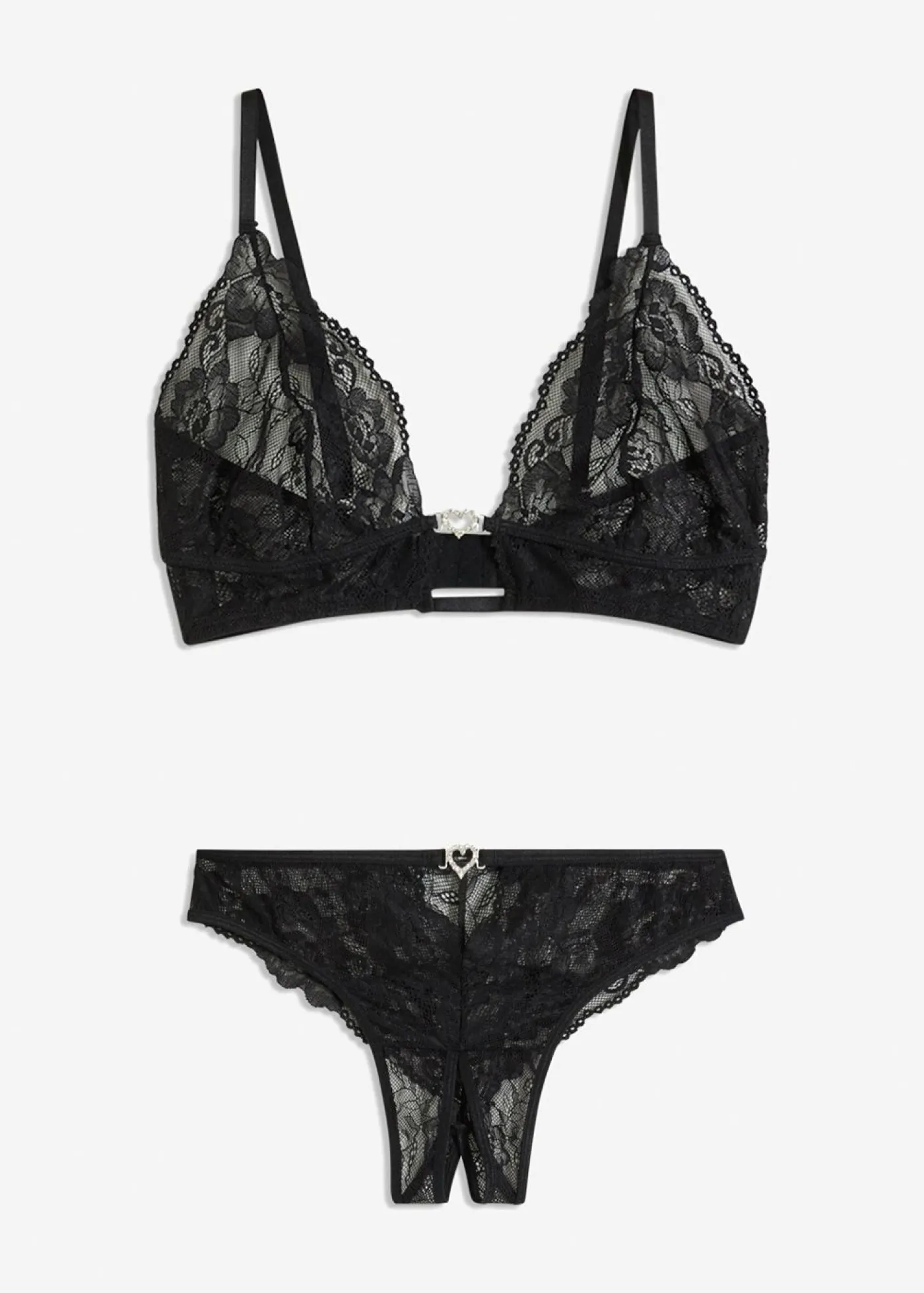 bonprix VENUS Lencería Sexy|Sujetadores>Bralette y tanga con abertura (conjunto de 2 piezas) Negro