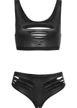 Mujer bonprix VENUS Bustier + braga con abertura de diseño mojado (2 piezas)