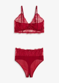 bonprix VENUS Lencería Sexy|Sujetadores>Bustier + tanga de talle alto con abertura (conjunto de 2 piezas) Rojo atardecer