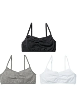 bonprix bonprix Multipack|Niña·Braguitas Y Tops>Bustier con algodón orgánico suave (3 unidades) Blanco-negro-gris claro jaspeado