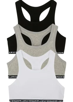 bonprix bonprix Multipack|Niña·Braguitas Y Tops>Bustier con algodón suave (3 unidades) Negro-blanco-gris claro jaspeado