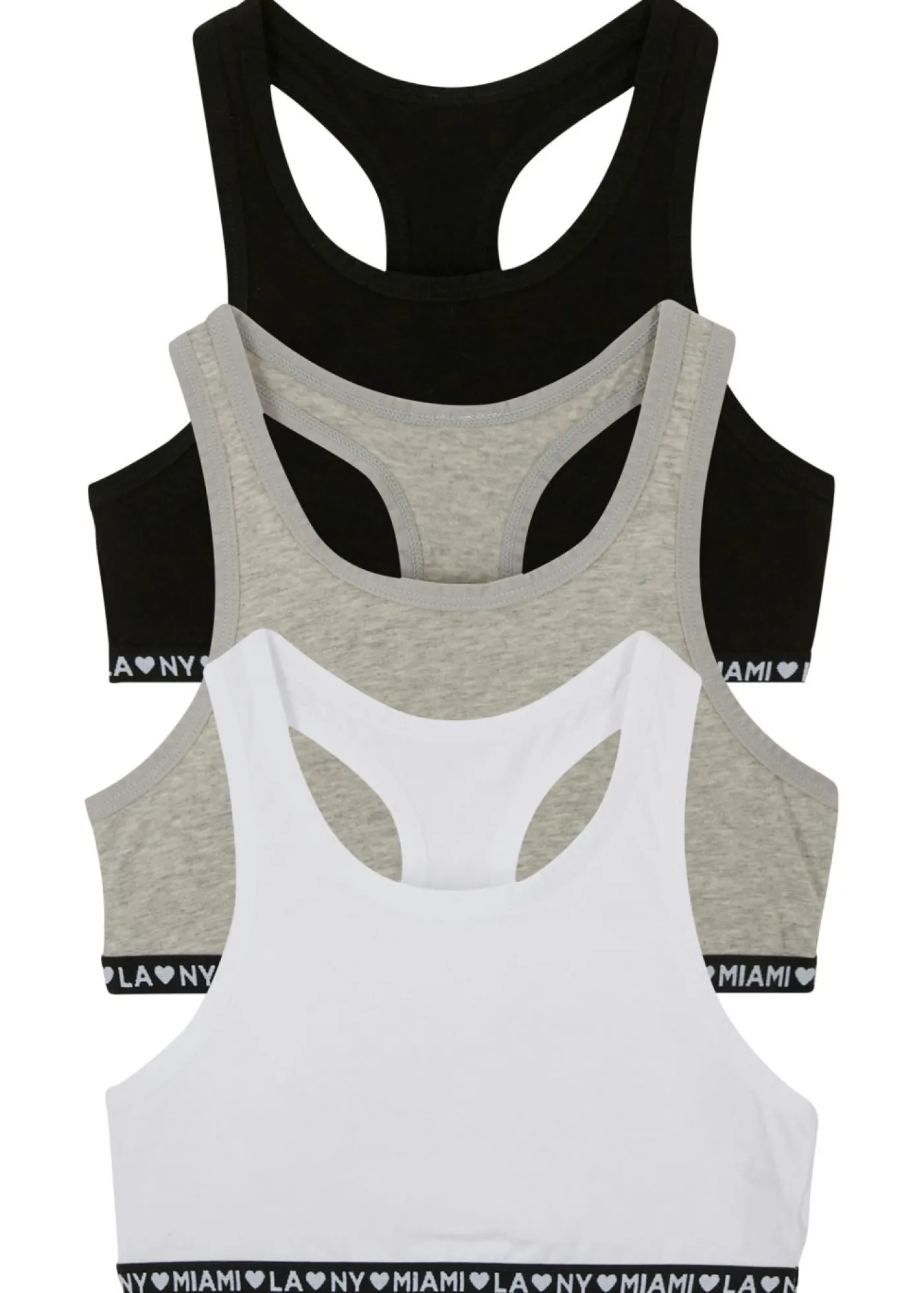 bonprix bonprix Multipack|Niña·Braguitas Y Tops>Bustier con algodón suave (3 unidades) Negro-blanco-gris claro jaspeado