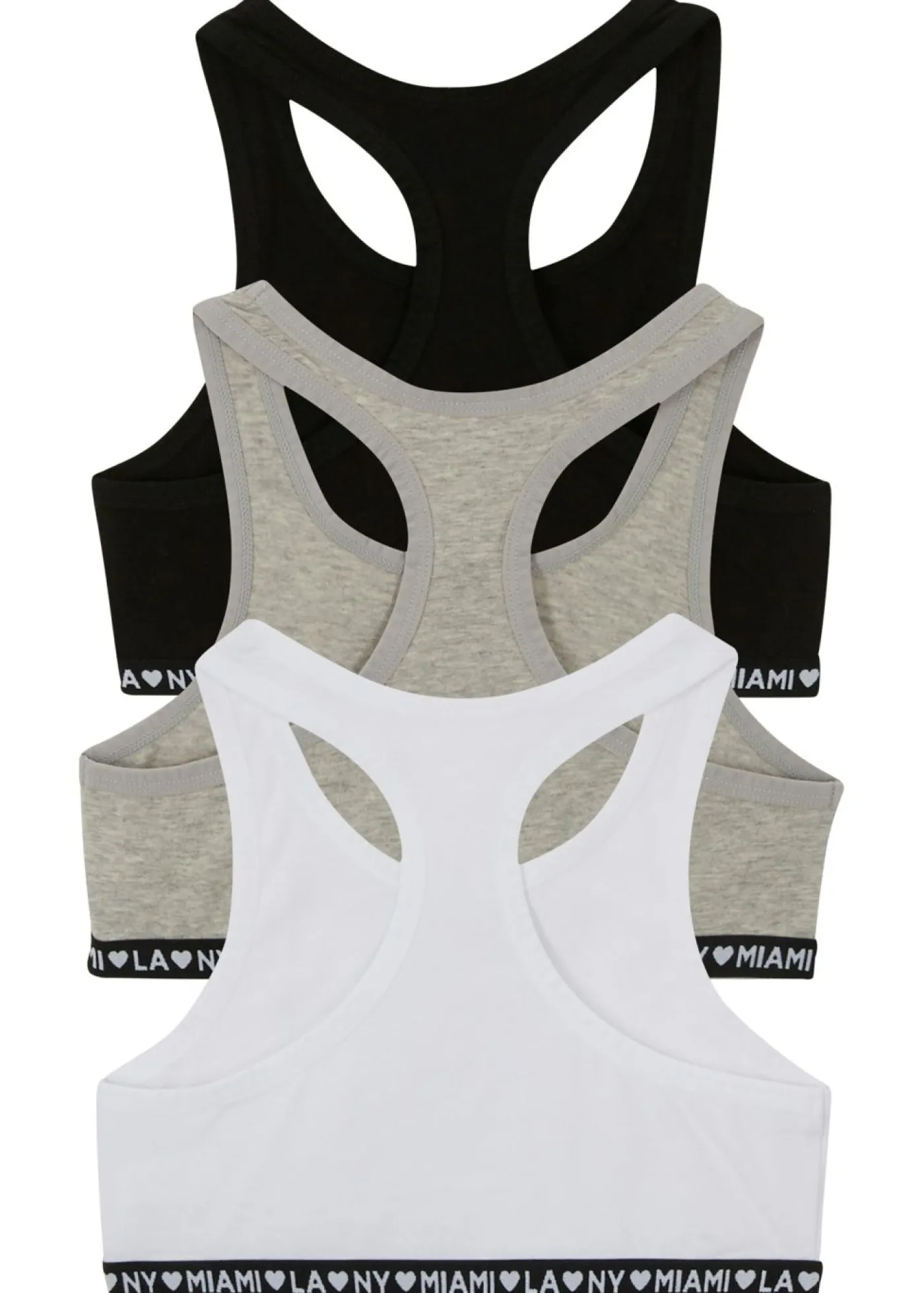 bonprix bonprix Multipack|Niña·Braguitas Y Tops>Bustier con algodón suave (3 unidades) Negro-blanco-gris claro jaspeado
