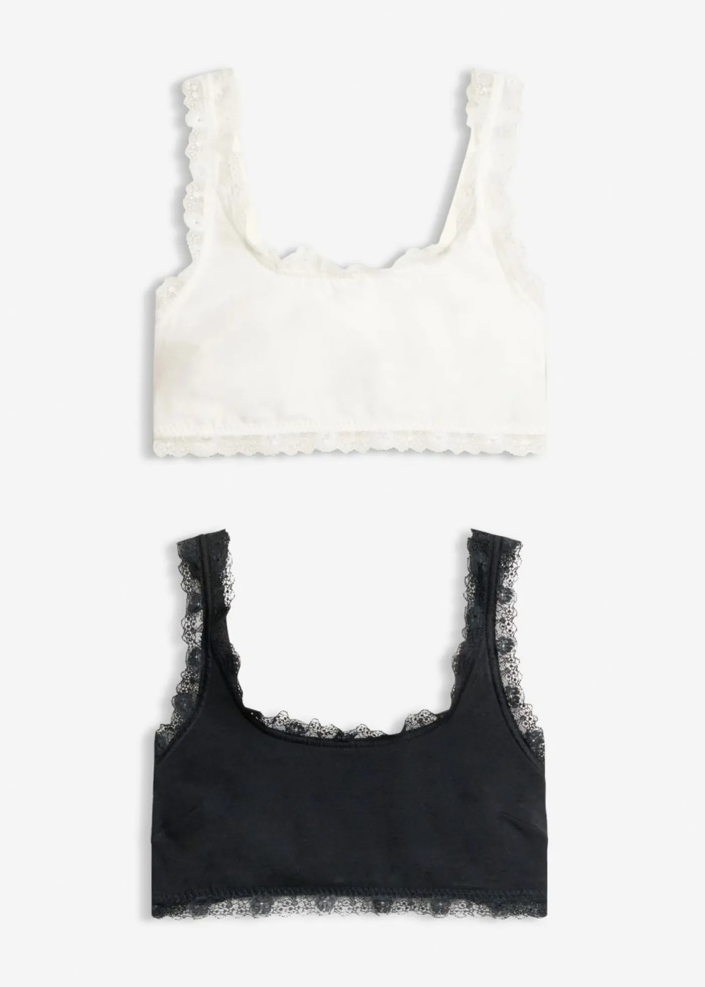 Mujer bonprix bonprix Bustier de algodón orgánico y encaje (2 unidades)