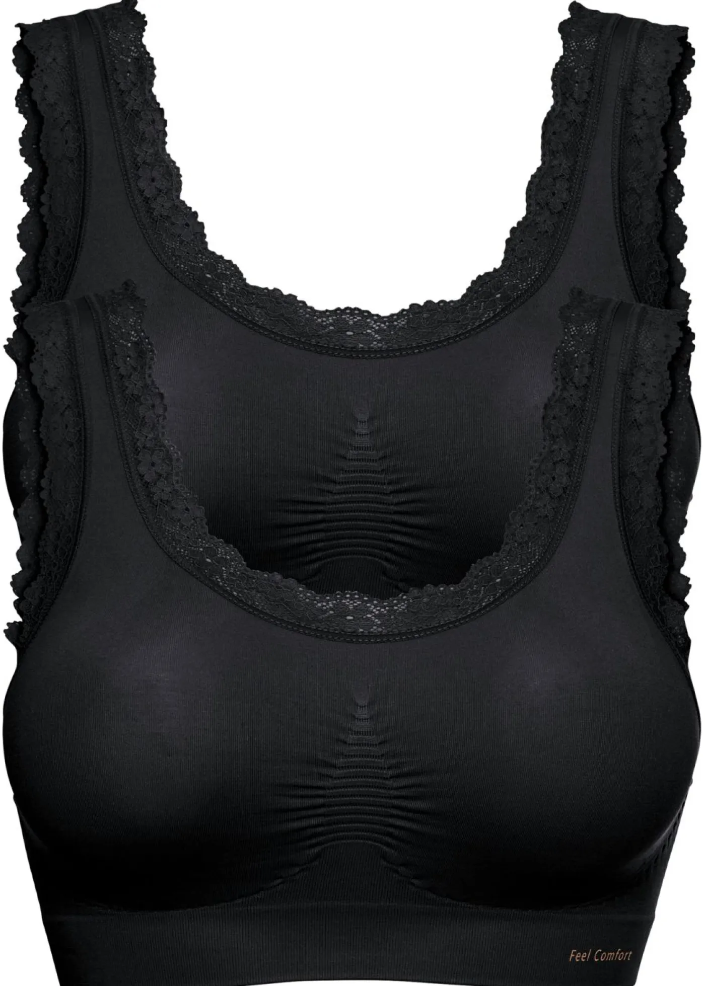 bonprix bonprix Sin Costuras|Básicos>Bustier Feel Comfort sin costuras (2 unidades) Negro-negro