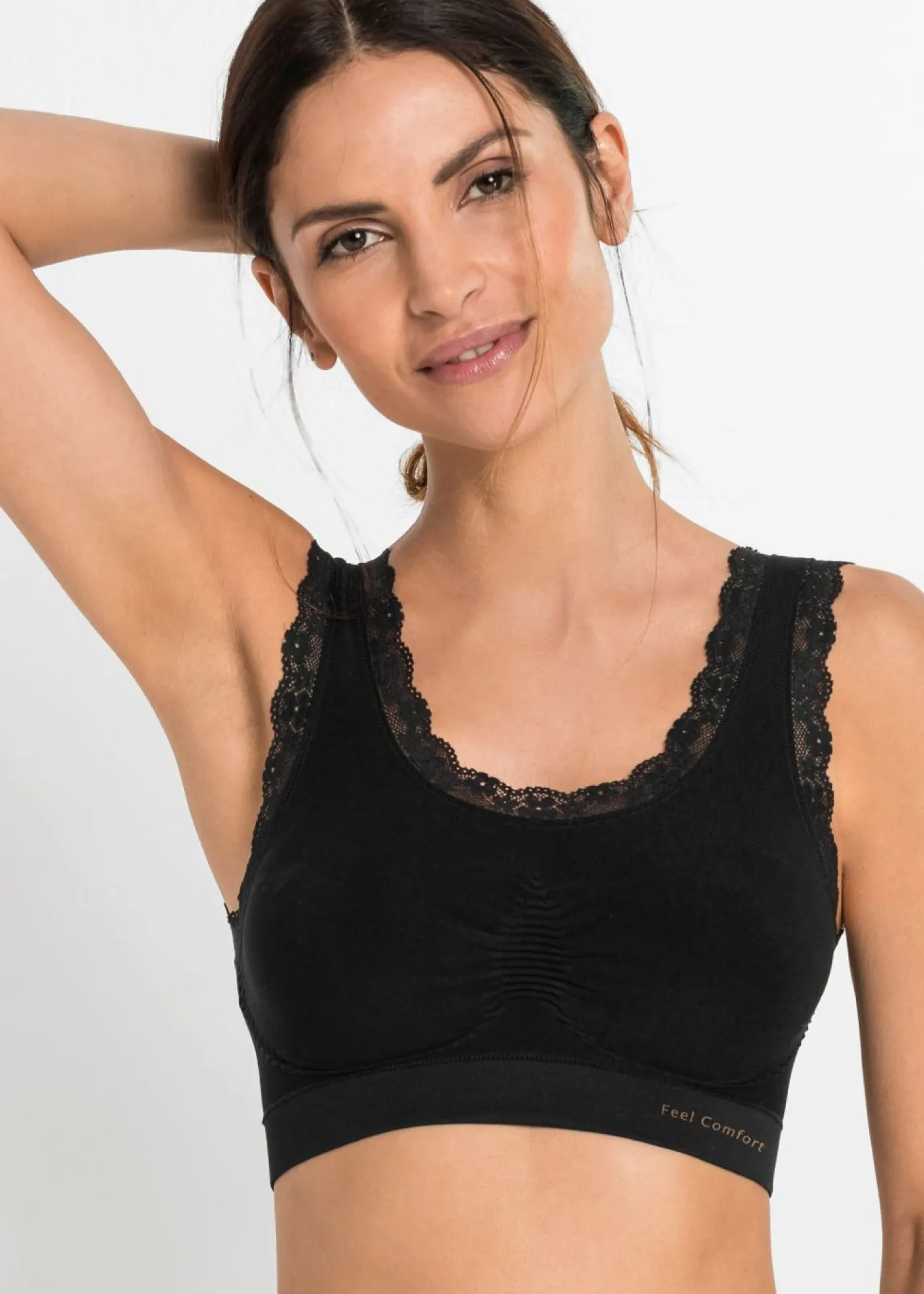 bonprix bonprix Sin Costuras|Básicos>Bustier Feel Comfort sin costuras (2 unidades) Negro-negro