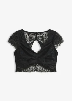 bonprix bonprix Lencería|Sujetadores>Bustier sin aros con encaje de flores Negro