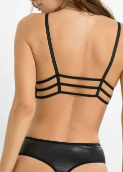 Mujer bonprix VENUS Bustier y tanga con abertura y efecto mojado (2 piezas)
