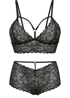 bonprix VENUS Lencería Sexy>Bustier+braguita abierta (2 piezas) Negro