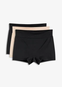 bonprix bonprix Bragas>Bóxer de mujer (3 unidades) de modal suave negro+beige tiza