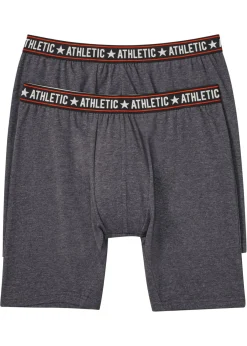 bonprix bonprix Bóxers|Ropa Interior·Bóxers>Bóxer largo ajustado con algodón (2 unidades) antracita jaspeado/negro/naranja oscuro/naranja rojo