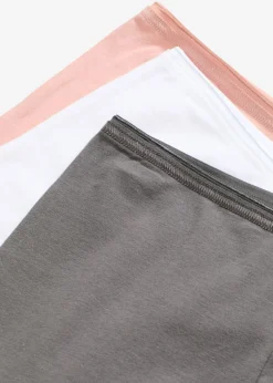 bonprix bonprix Ropa Interior De Algodón|Bragas>Bóxer largo de mujer con algodón orgánico (3 unidades) rosa vintage-pizarra-blanco