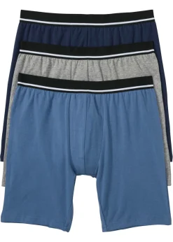 bonprix bonprix Bóxers|Ropa Interior·Bóxers>Bóxers largos ajustados (3 unidades) gris jaspeado/azul marino/azul vaquero