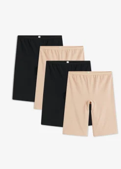 bonprix bonprix Ropa Interior De Algodón|Bragas>Bóxers largos con algodón orgánico para mujeres (4 unidades) negro+beige mate