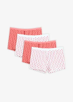 bonprix bonprix Ropa Interior De Algodón|Bragas>Bóxers para mujeres (4 unidades) rojo salsa-rosa coral-blanco
