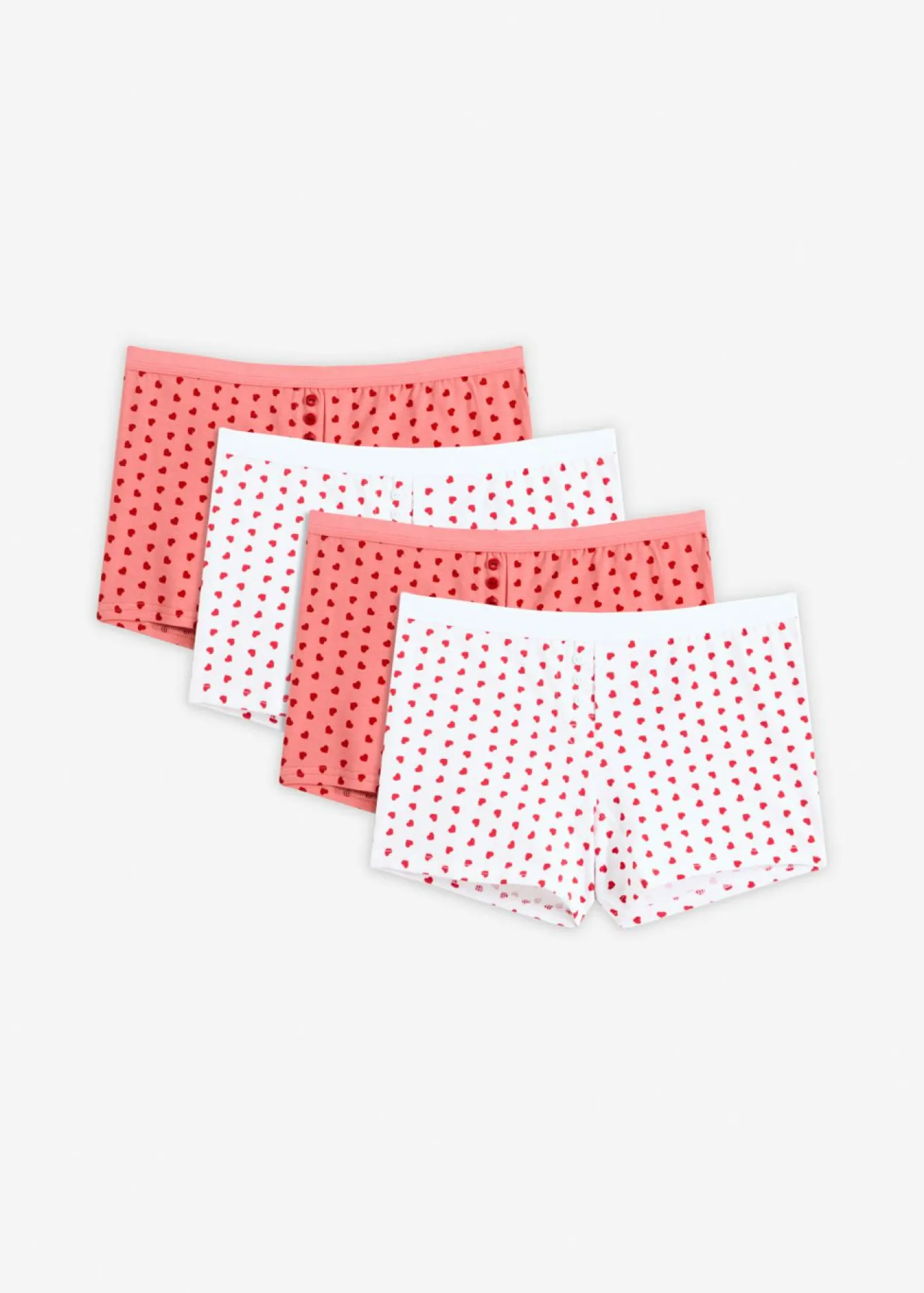 bonprix bonprix Ropa Interior De Algodón|Bragas>Bóxers para mujeres (4 unidades) rojo salsa-rosa coral-blanco