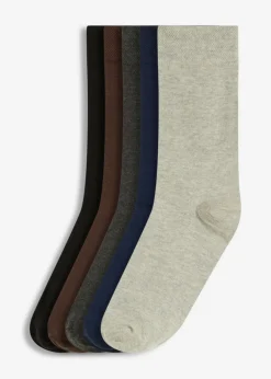 bonprix bonprix Medias|Ropa Interior·Calcetines>Calcetines antipresión de algodón orgánico (5 pares) negro-antracita jaspeado-azul marino-gris claro jaspeado-marrón oscuro
