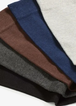 bonprix bonprix Medias|Ropa Interior·Calcetines>Calcetines antipresión de algodón orgánico (5 pares) negro-antracita jaspeado-azul marino-gris claro jaspeado-marrón oscuro