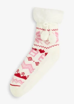 bonprix bonprix Homewear|Medias, Panties Y Calcetines>Calcetines con forro de peluche y suela cosida rosa-blanco lana-rojo