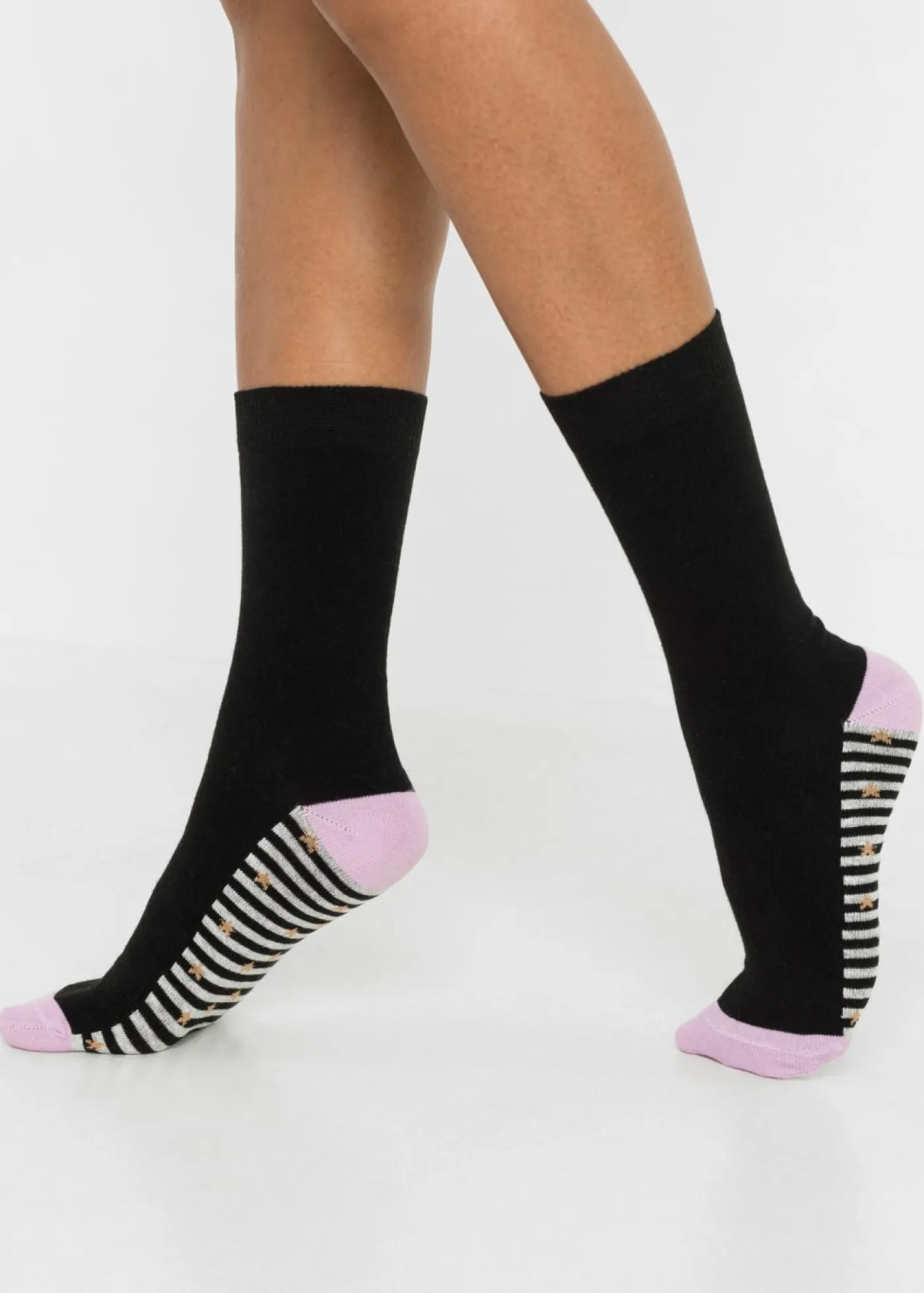 bonprix bonprix Medias, Panties Y Calcetines>Calcetines con puños sin presión (5 pares) de algodón orgánico Negro estampado
