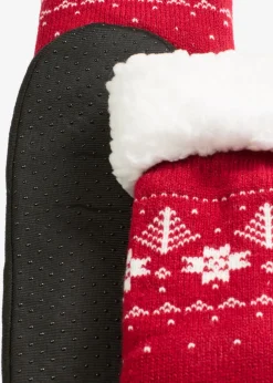 bonprix bonprix Niño·Calcetines|Niña·Calcetines Y Leotardos>Calcetines con suela cosida y forro de peluche Rojo oscuro estampado