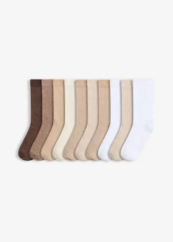 bonprix bonprix Multipack|Niño·Calcetines>Calcetines de algodón orgánico (10 unidades) Marrón + blanco + beige