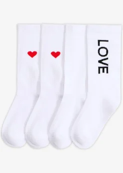 bonprix bonprix Medias, Panties Y Calcetines>Calcetines deportivos con algodón orgánico (4 pares) blanco-fresa-negro