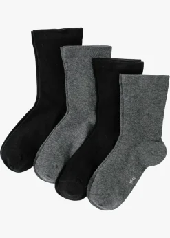 bonprix bonprix Medias|Ropa Interior·Calcetines>Calcetines sin presión en el borde (4 pares) Negro + antracita jaspeado