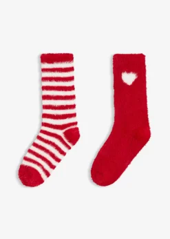 bonprix bonprix Homewear|Medias, Panties Y Calcetines>Calcetines suaves (2 pares) Rojo oscuro-blanco