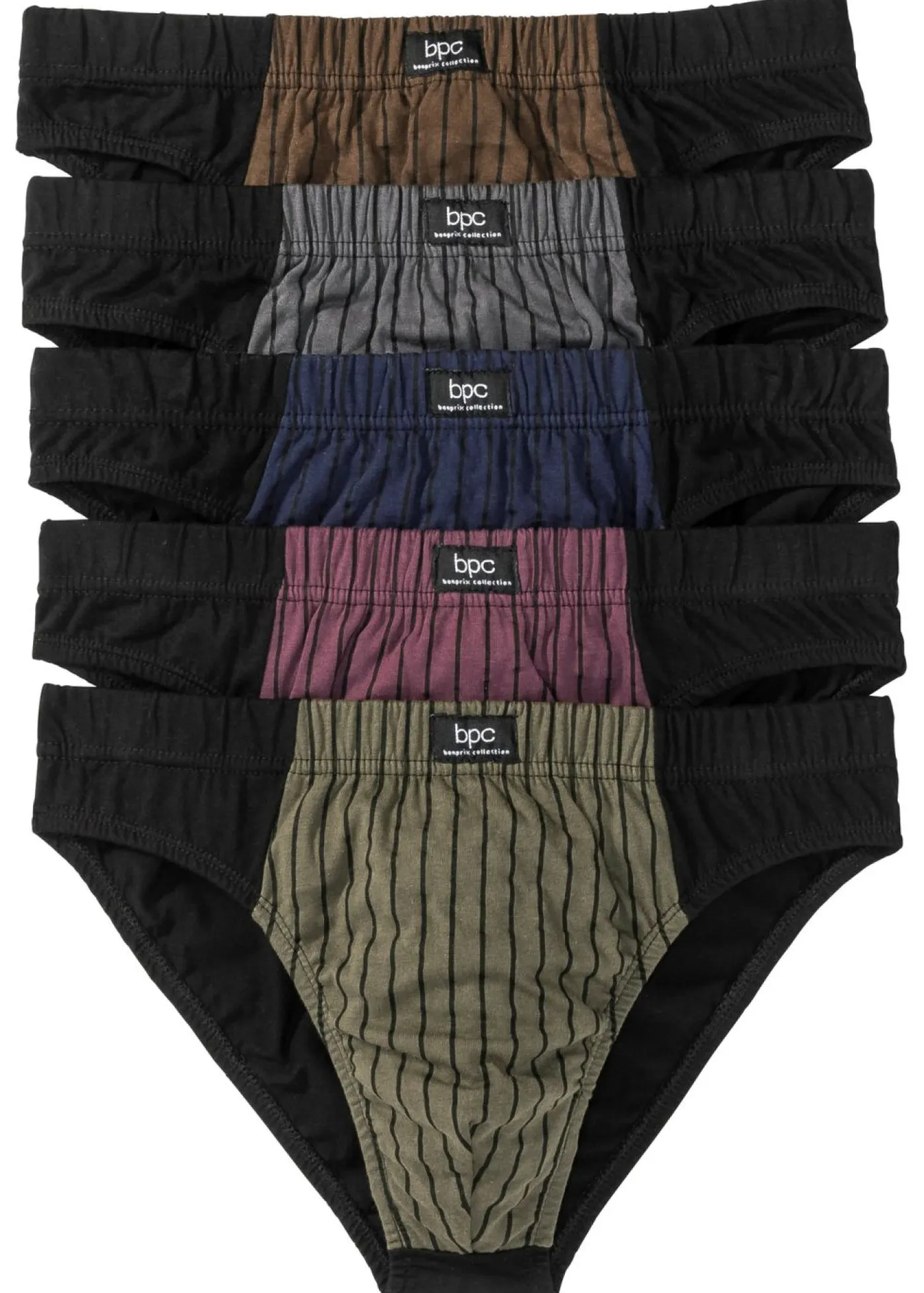 bonprix bonprix Slips|Ropa Interior·Calzoncillos>Calzoncillo de algodón suave (5 unidades) colores oscuros-negro