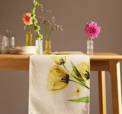 bonprix bonprix Primavera|Vajilla>Camino de mesa con aspecto de lino Amarillo crema