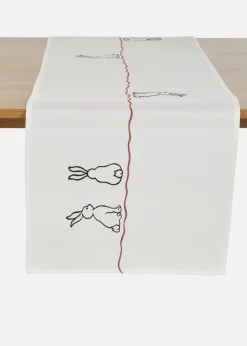bonprix bonprix Primavera|Vajilla>Camino de mesa con bordado de conejitos blanco/negro/rojo oscuro