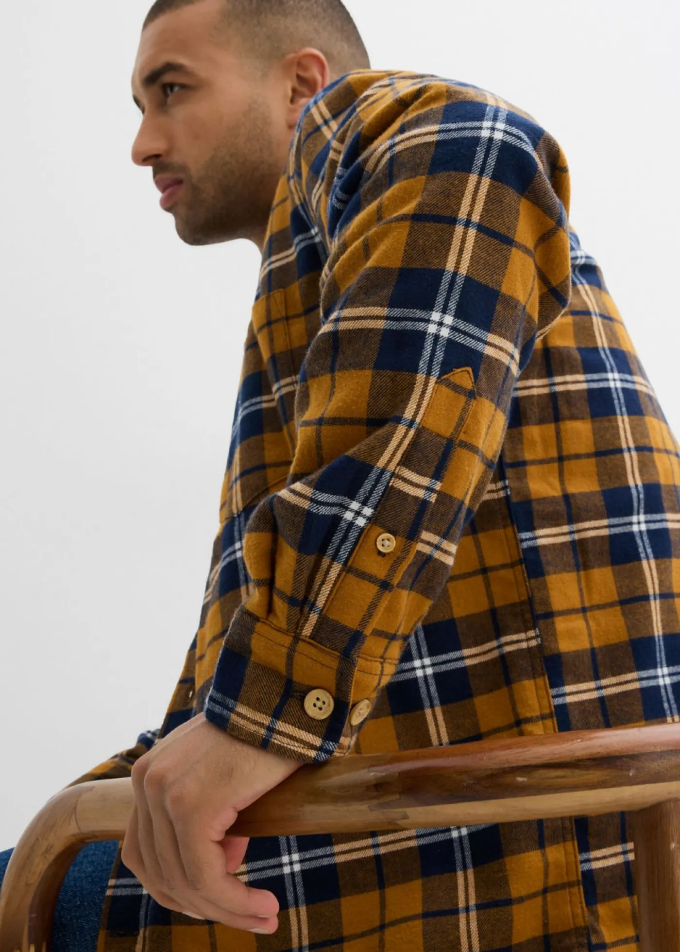 bonprix bonprix Outdoor|Camisas>Camisa de franela con forro polar cálido Azul marino de cuadros