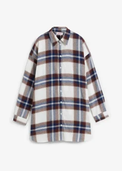 bonprix bonprix Camisas Y Blusas>Camisa de franela de algodón puro azul marino a cuadros