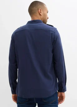 Hombre bonprix bonprix Camisa de franela de algodón puro con hombreras