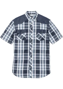 bonprix bonprix Camisas>Camisa de manga corta Azul de cuadros