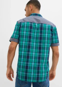 Hombre bonprix bonprix Camisa de manga corta con ribete vaquero