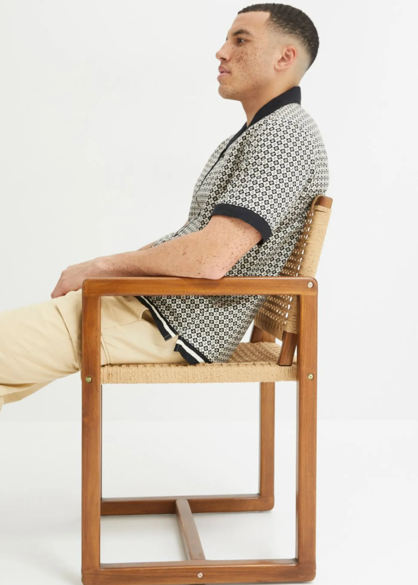 Hombre bonprix bonprix Camisa de manga corta con lino