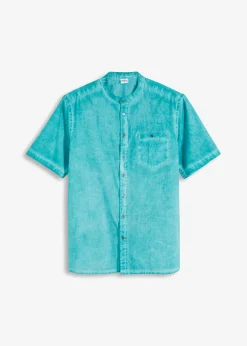 bonprix bonprix Camisas>Camisa de manga corta con aspecto lavado Esmeralda usado