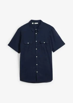 bonprix bonprix Básicos En Rebajas|Camisas>Camisa de manga corta de algodón puro Azul marino