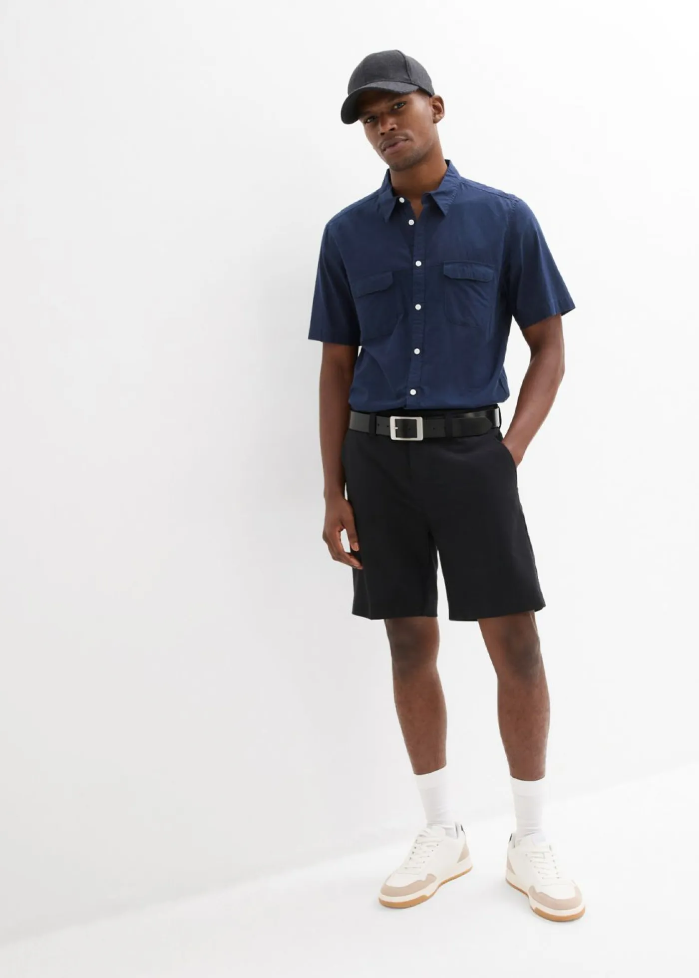 bonprix bonprix Básicos En Rebajas|Camisas>Camisa de manga corta de algodón puro Azul marino