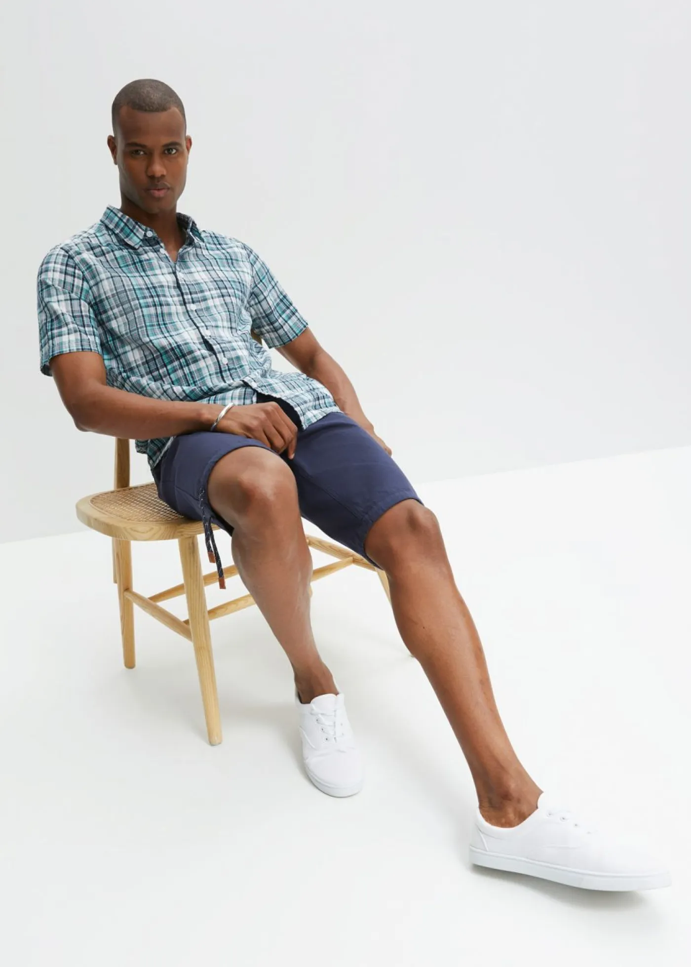 Hombre bonprix bonprix Camisa de manga corta de algodón puro milrayas