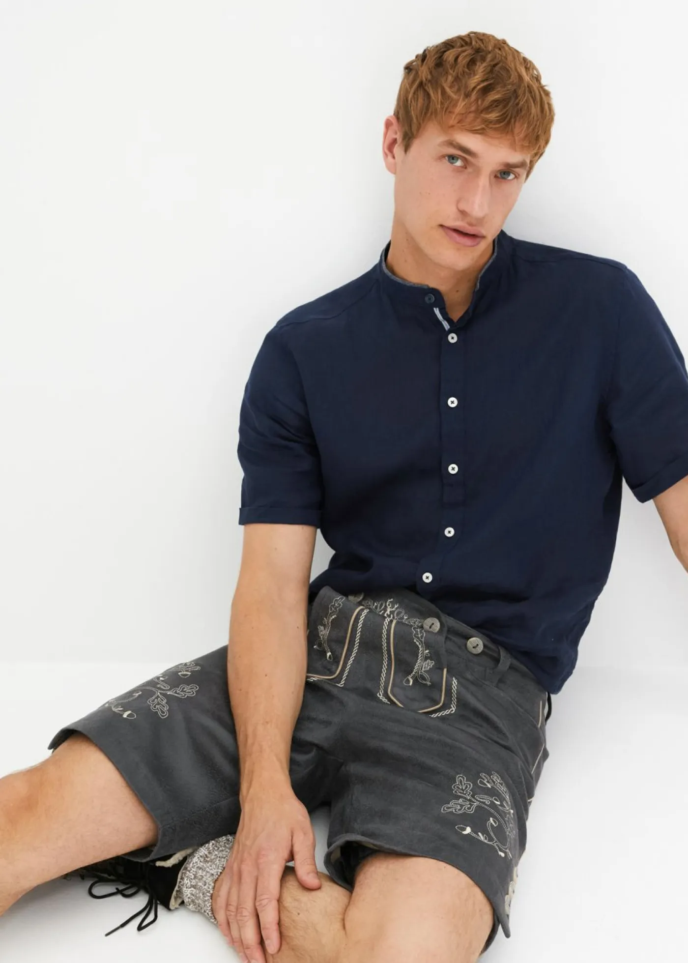 Hombre bonprix bonprix Camisa de manga corta de mezcla de lino fresco